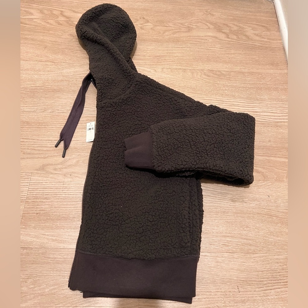 NWT Aerie Brown Sherpa Hoodie Full Zip Jacket - Picture 2 of 4